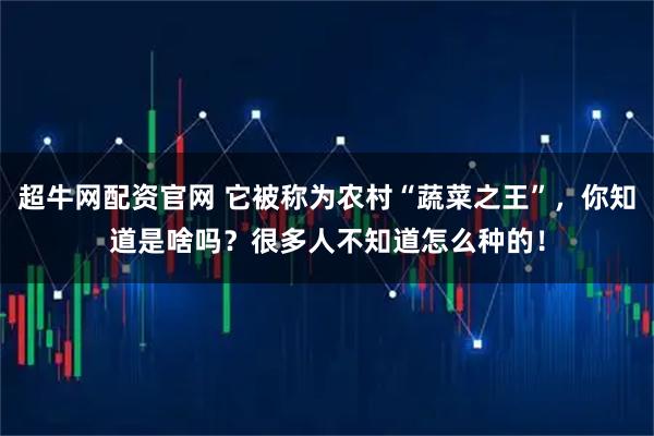 超牛网配资官网 它被称为农村“蔬菜之王”,你知道是啥吗?很多人不知道怎么种的!